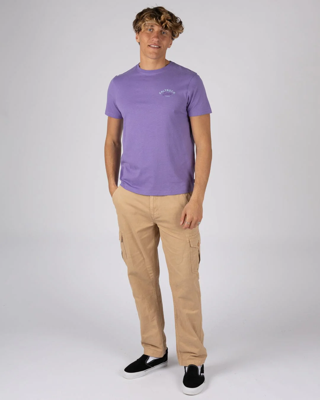 Deep Sea Flame Wales Mens Short Sleeve T-shirt in Purple - Image 4