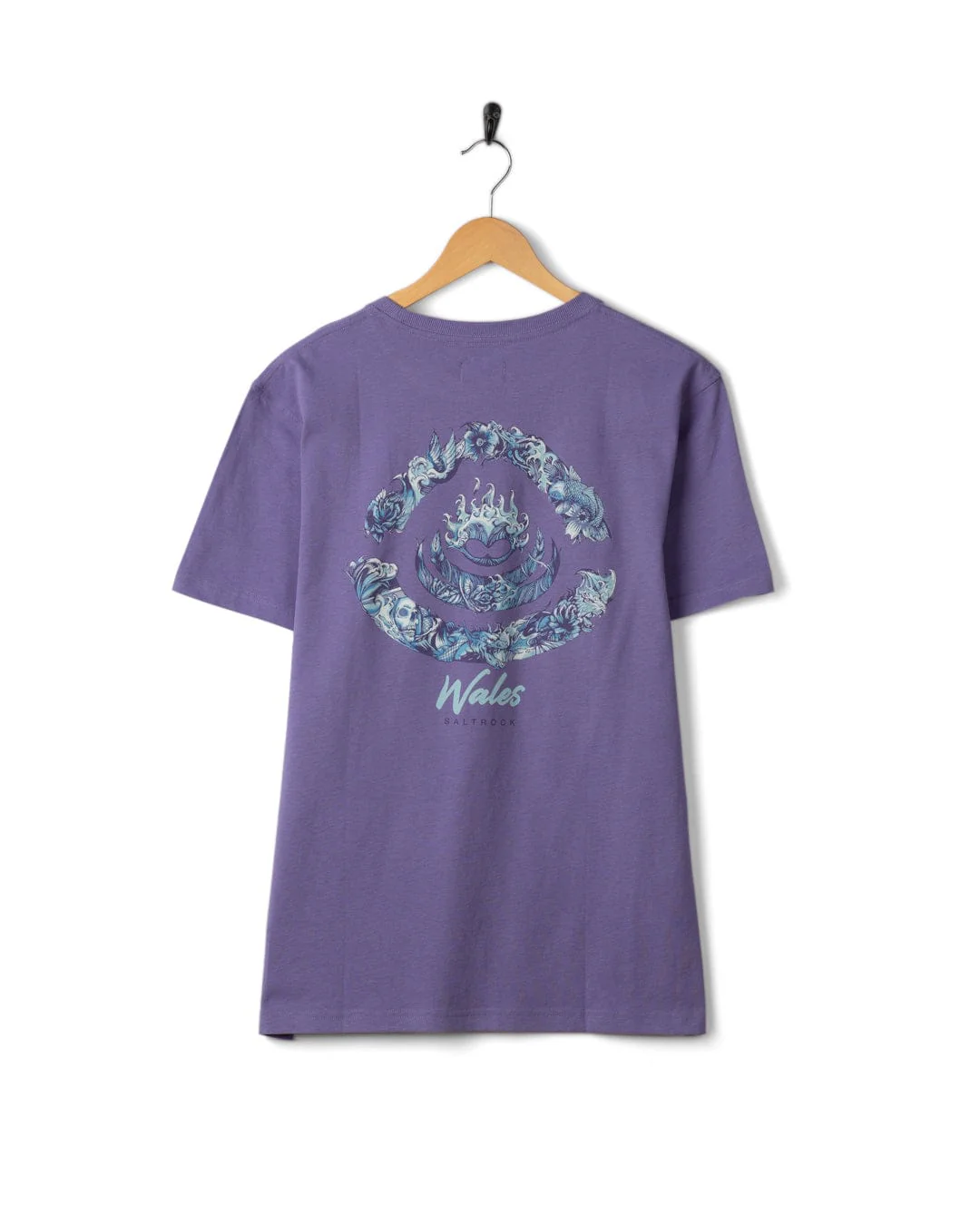 Deep Sea Flame Wales Mens Short Sleeve T-shirt in Purple - Image 5