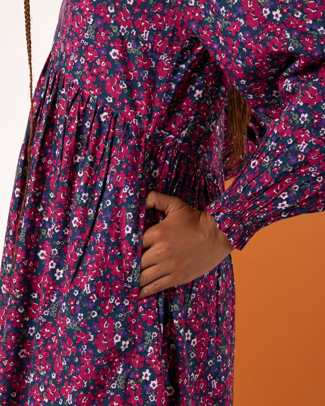 Ditsy Womens Mini Dress in Dark Pink - Image 8