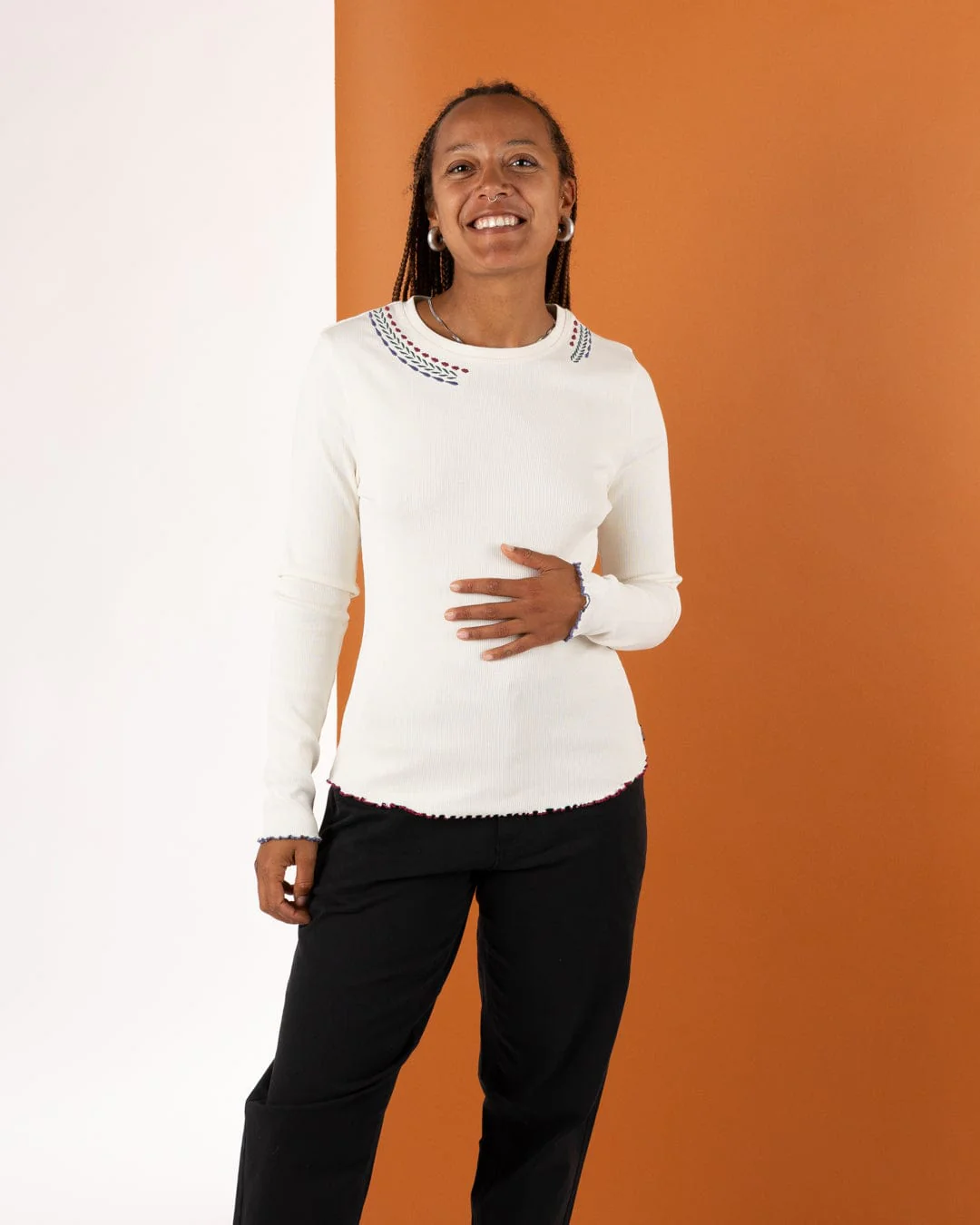 Dixie Womens Long Sleeve T-Shirt in Cream - Image 2