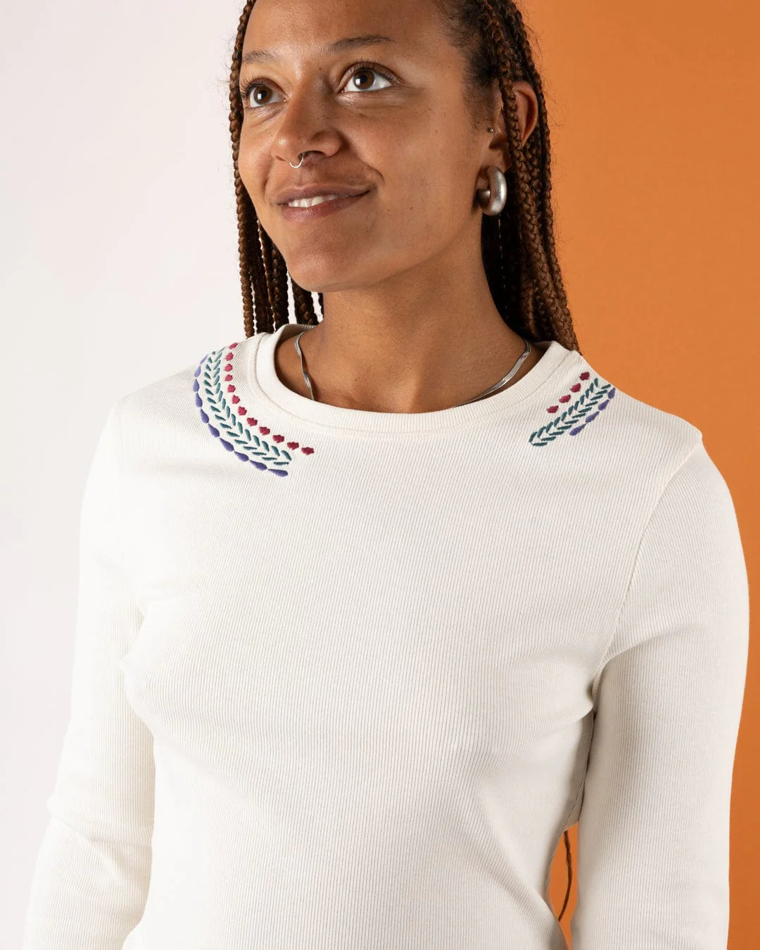 Dixie Womens Long Sleeve T-Shirt in Cream - Image 3