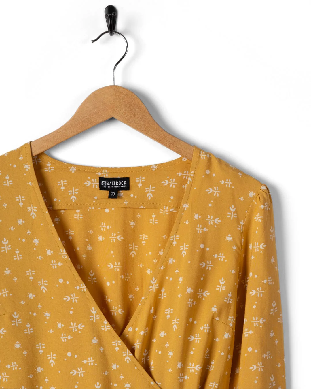 Drew Womens Ditsy Floral Wrap Blouse in Yellow - Image 5