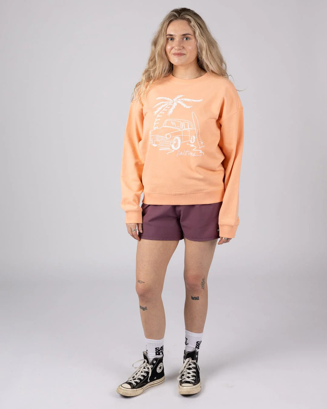 Driver Womens Oversized Sweat Top in Orange - Image 5