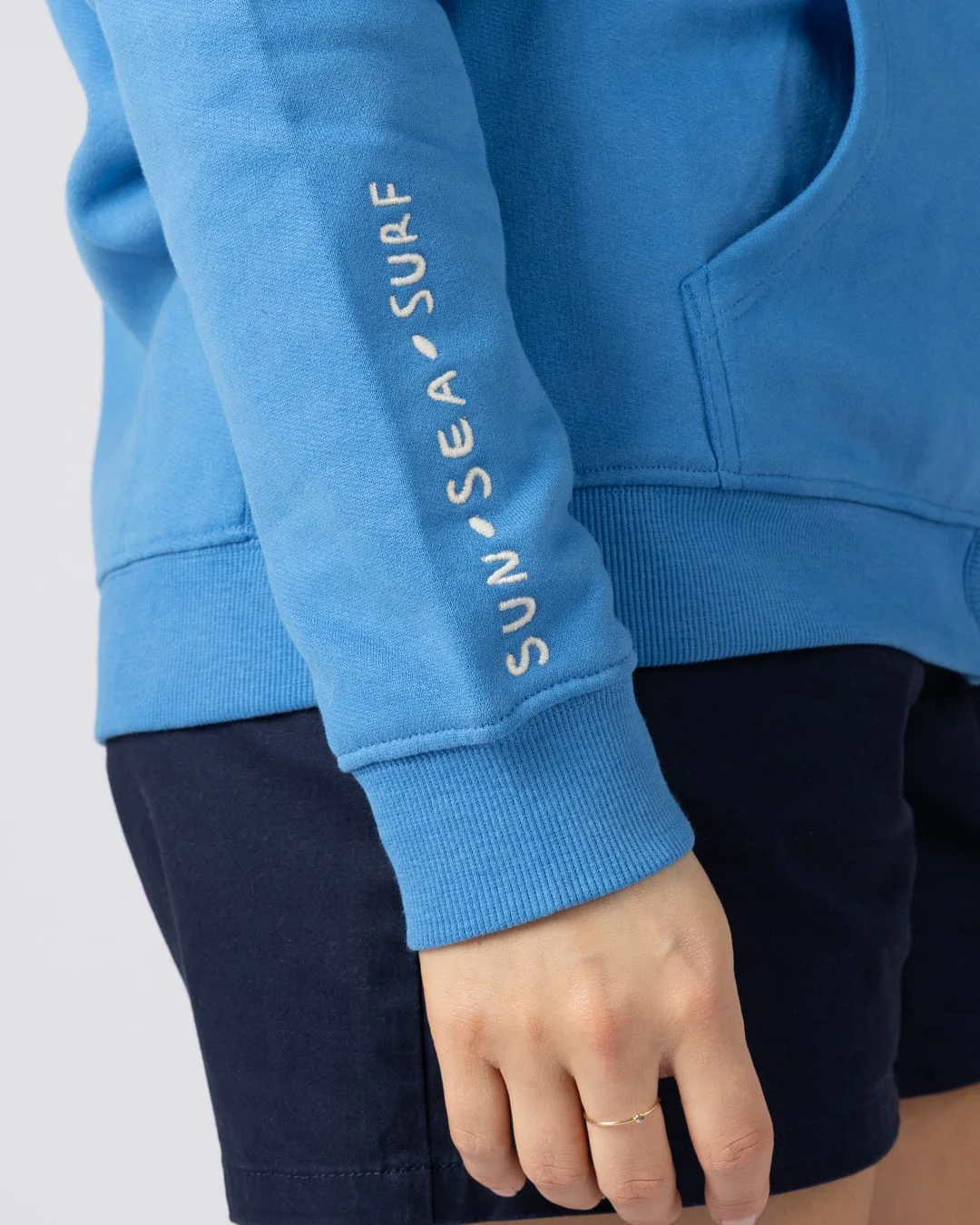 Driver Womens Zip Through Hoodie in Bright Blue - Image 3