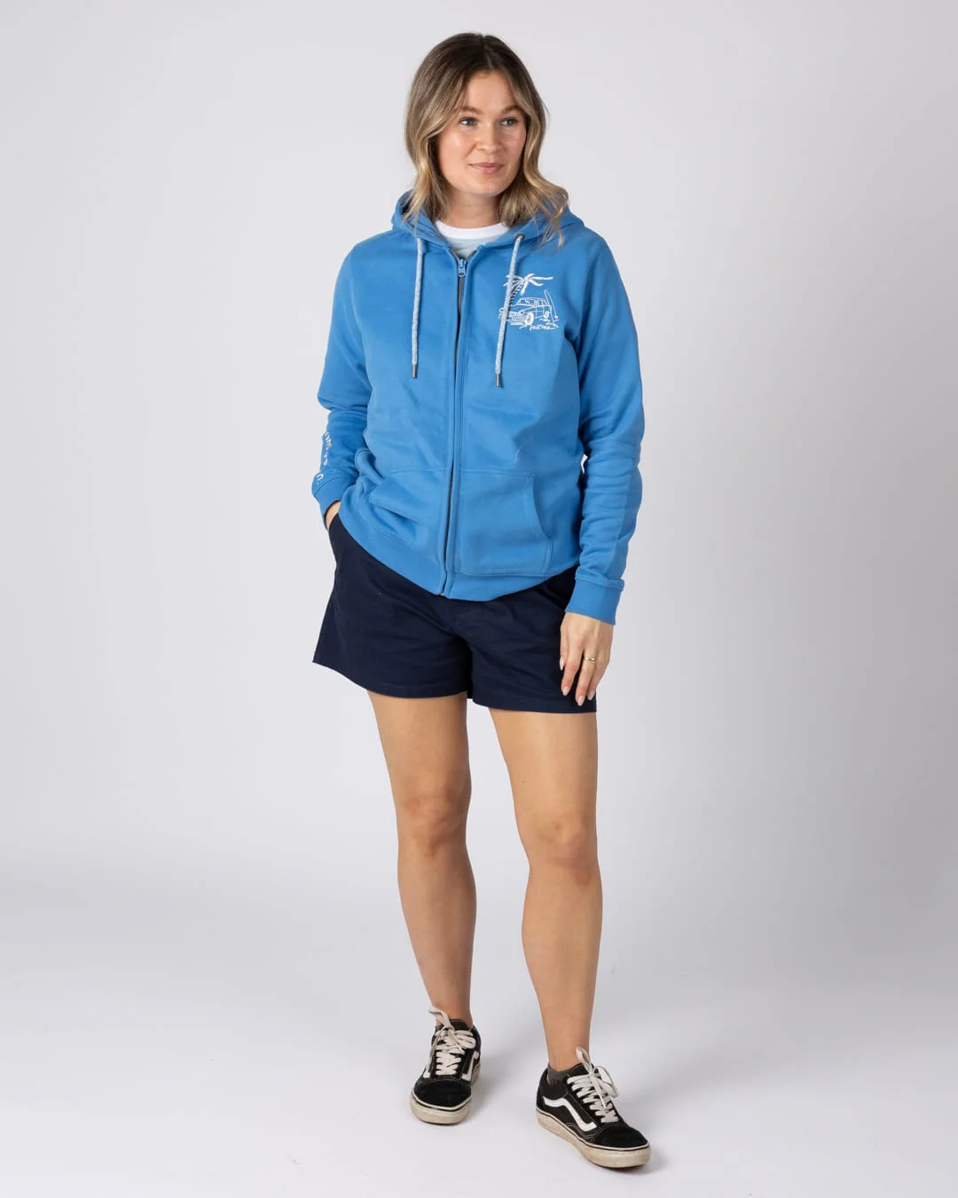 Driver Womens Zip Through Hoodie in Bright Blue - Image 5
