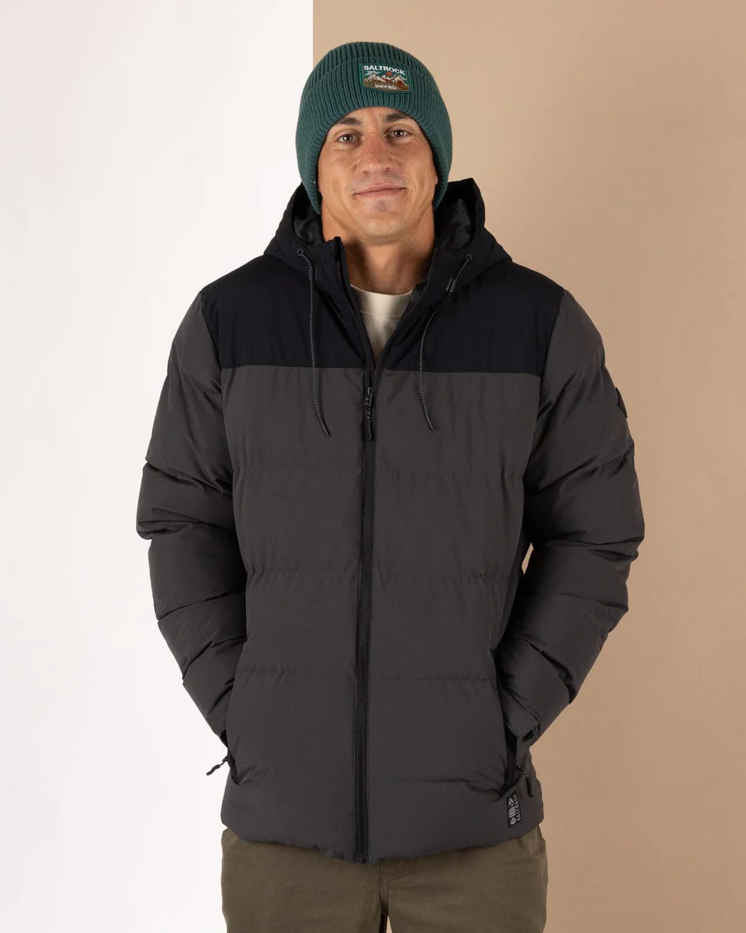 Dune Mens Water Resistant Padded Jacket in Black/Grey - Image 10