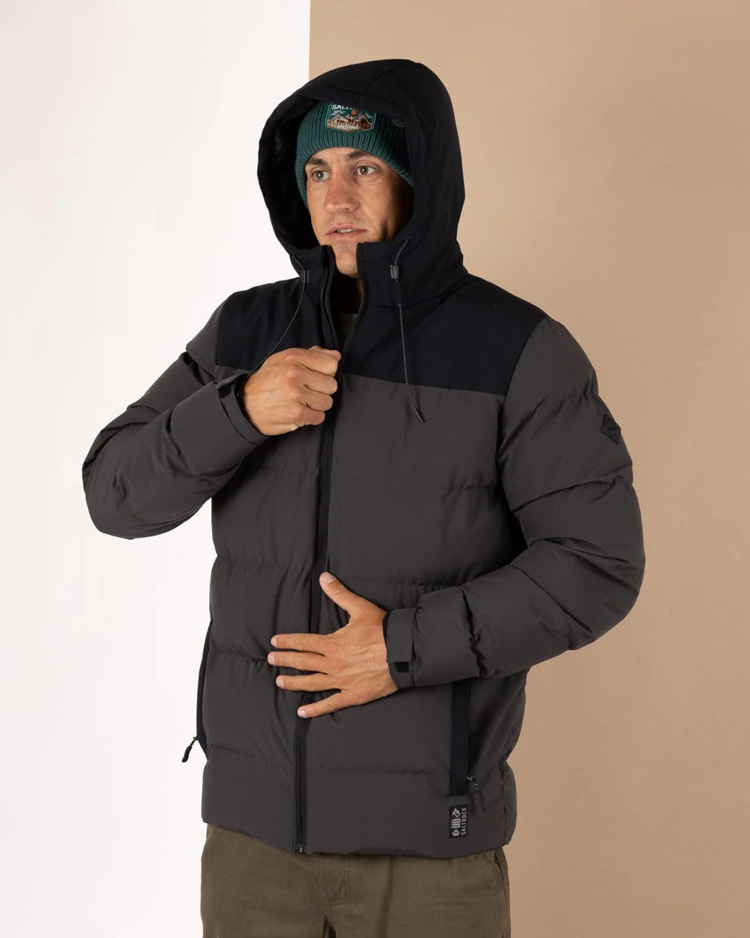 Dune Mens Water Resistant Padded Jacket in Black/Grey - Image 15