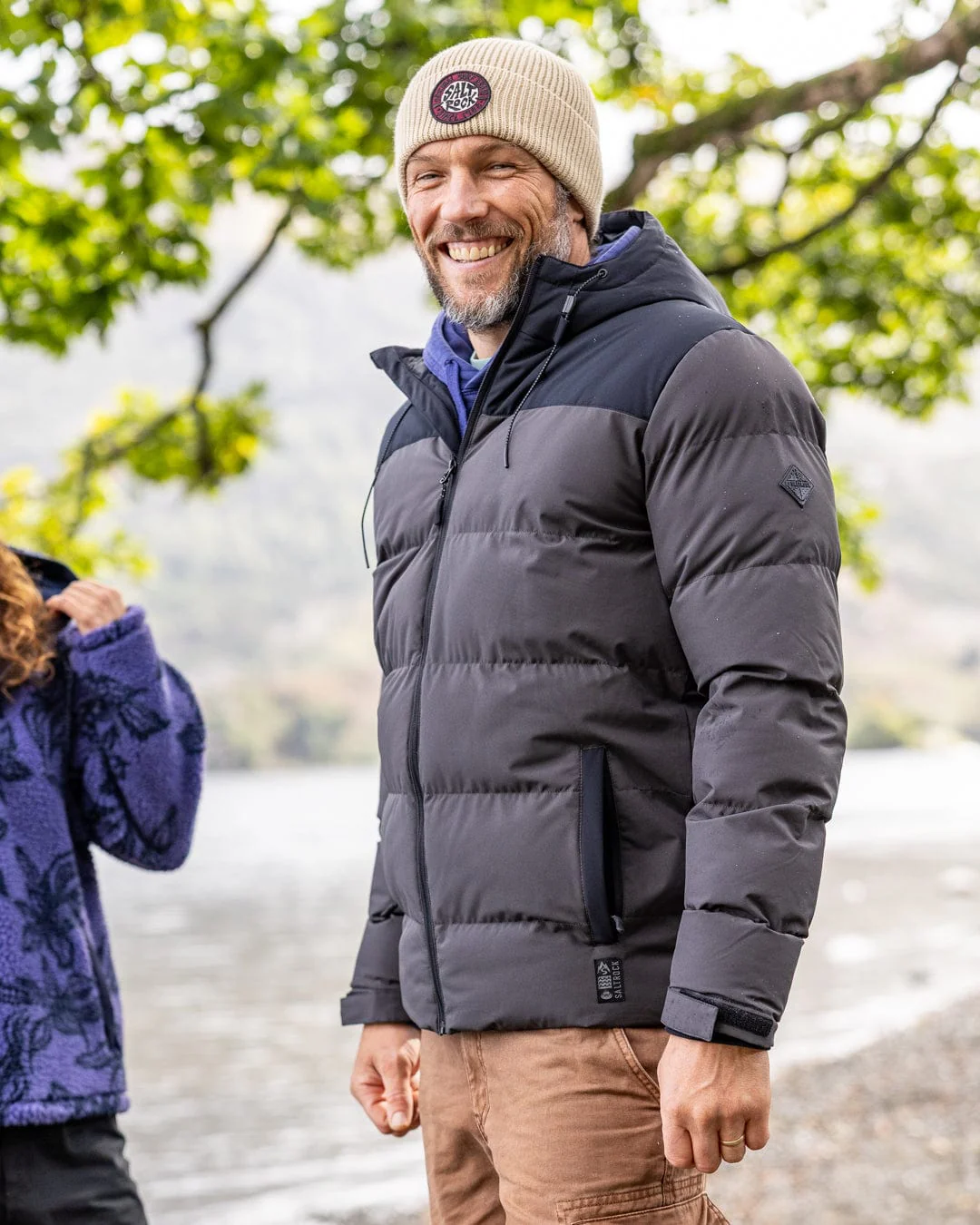 Dune Mens Water Resistant Padded Jacket in Black/Grey - Image 2