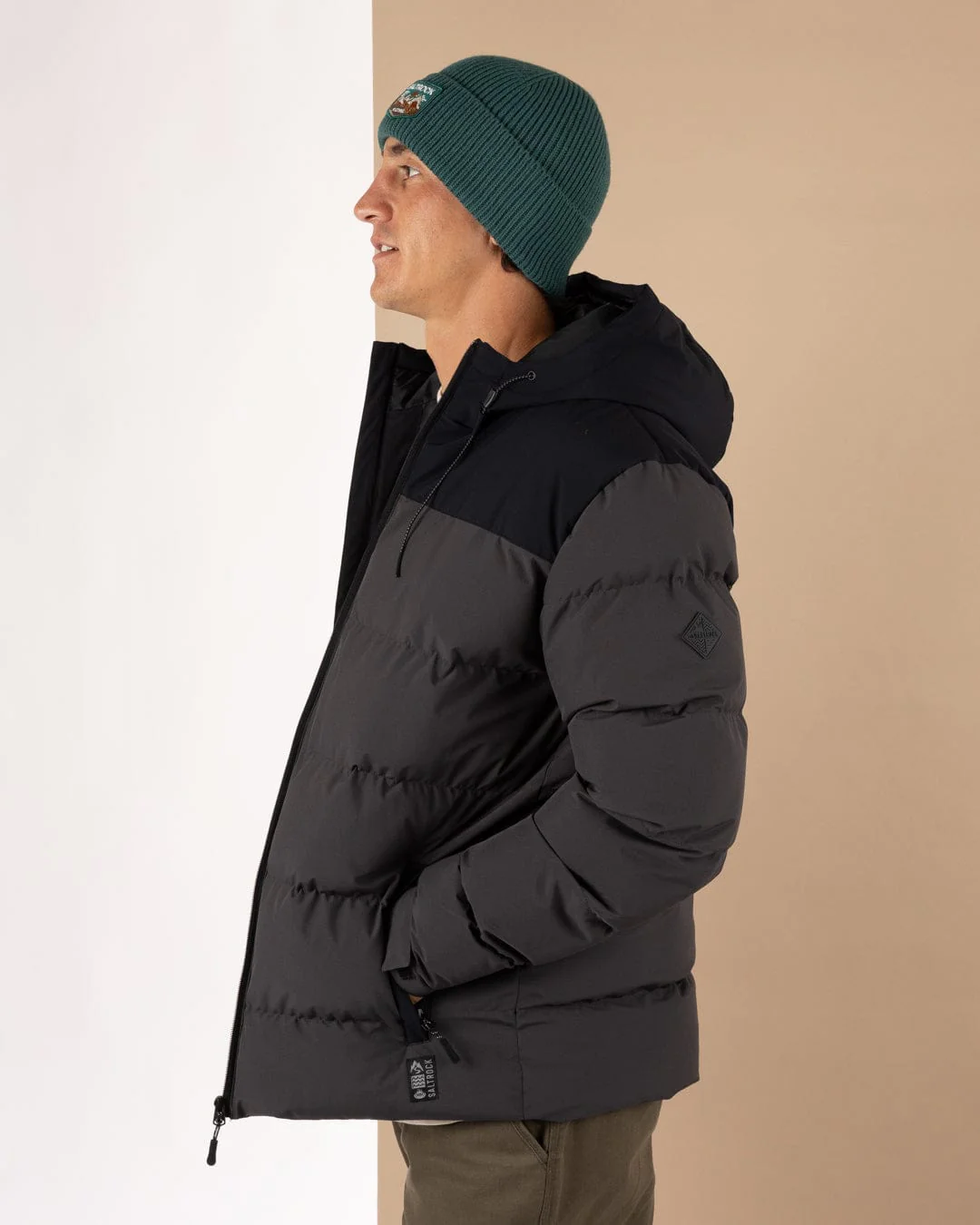 Dune Mens Water Resistant Padded Jacket in Black/Grey - Image 4