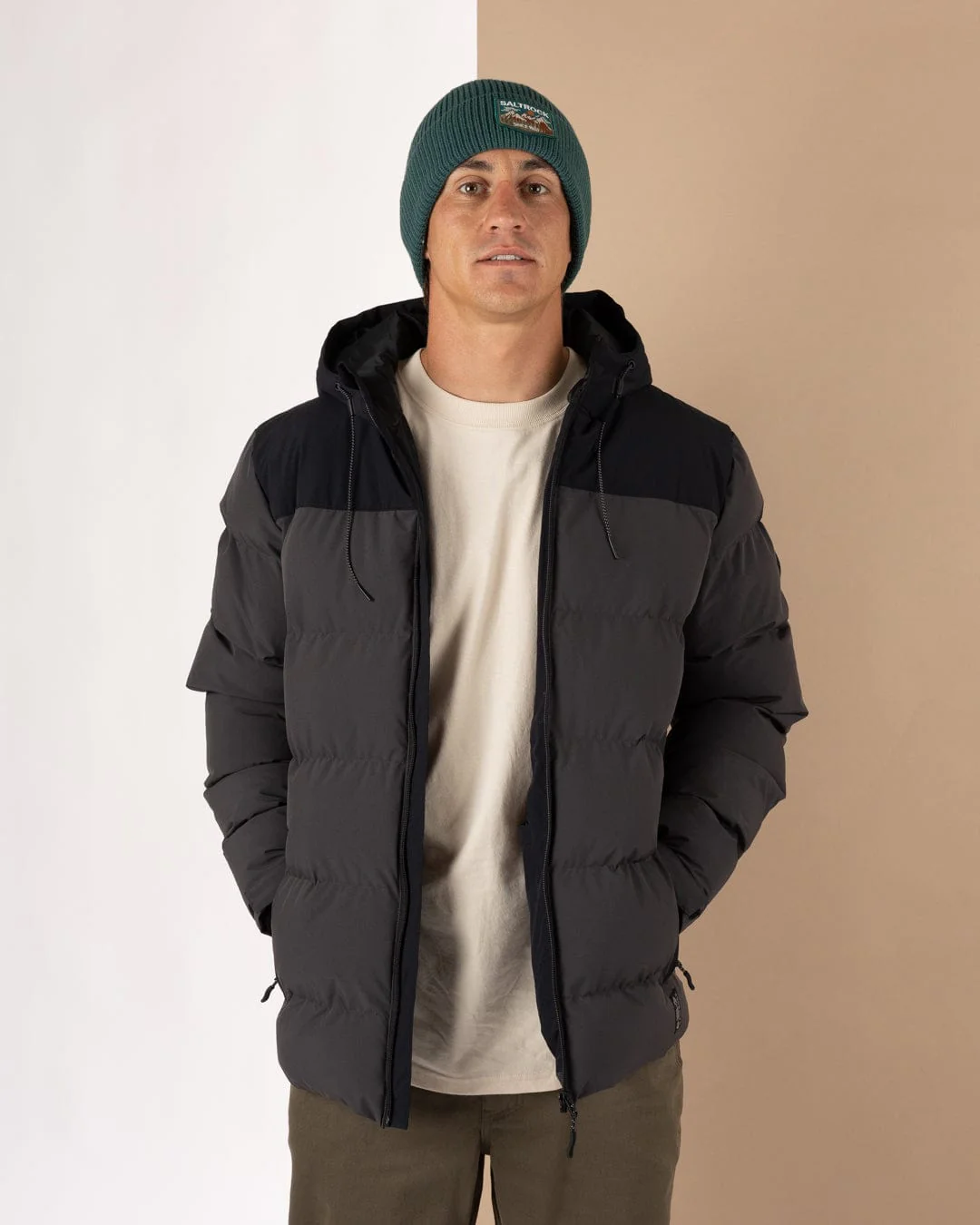 Dune Mens Water Resistant Padded Jacket in Black/Grey - Image 5