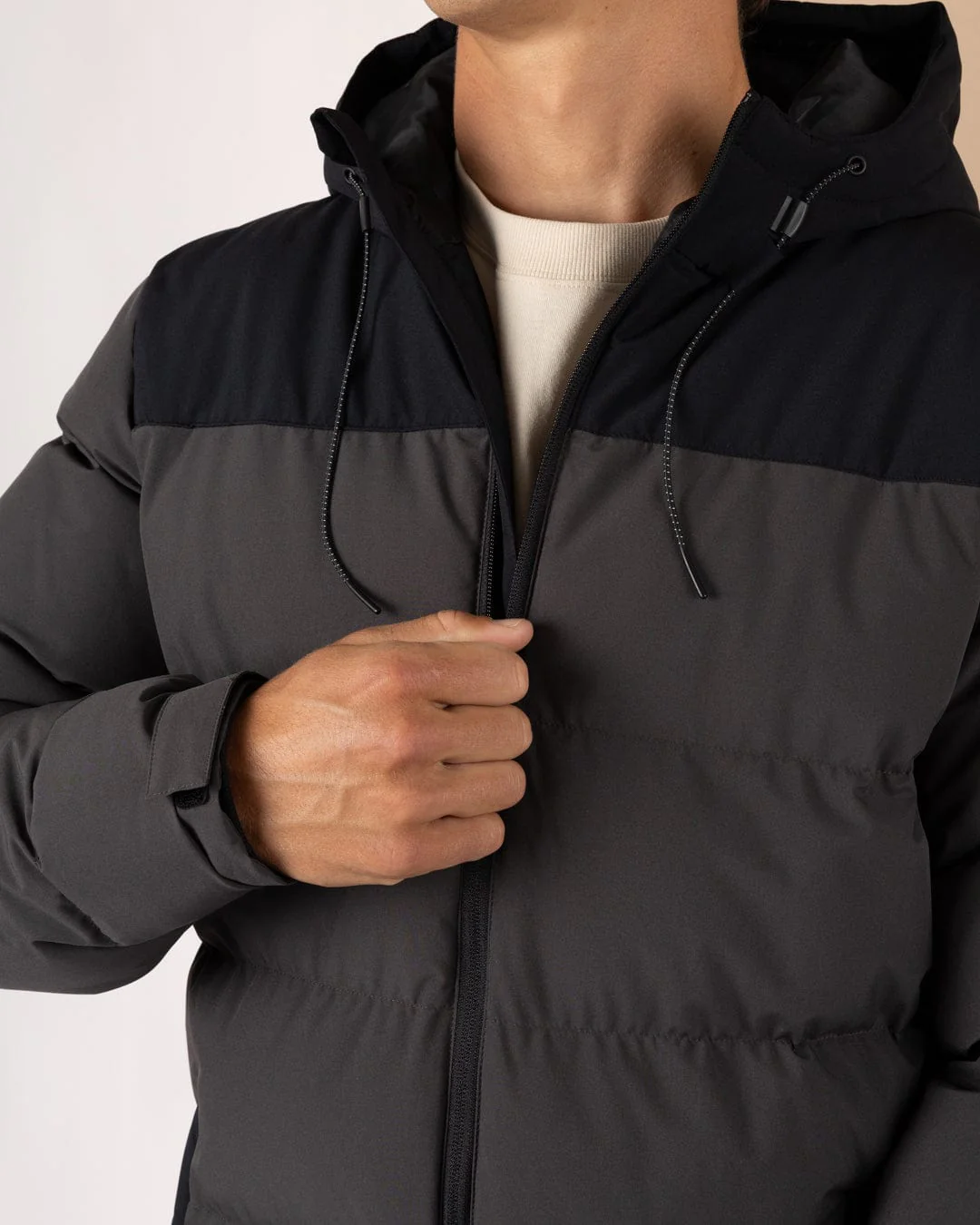 Dune Mens Water Resistant Padded Jacket in Black/Grey - Image 8