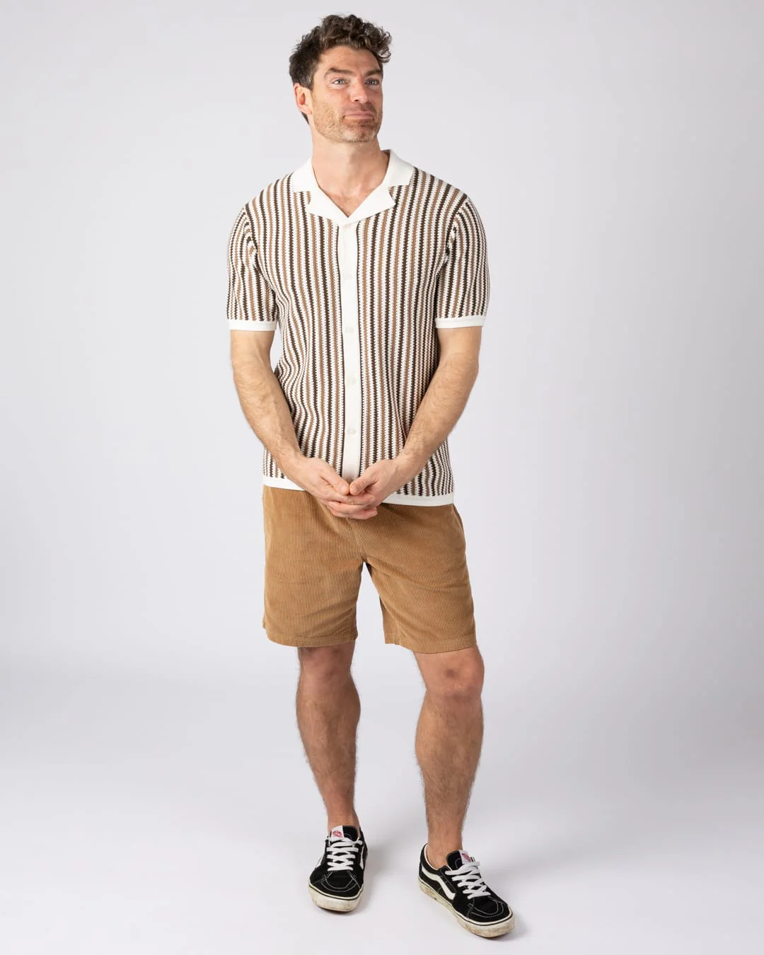 Dylan Mens Short Sleeve Shirt in Cream - Image 6
