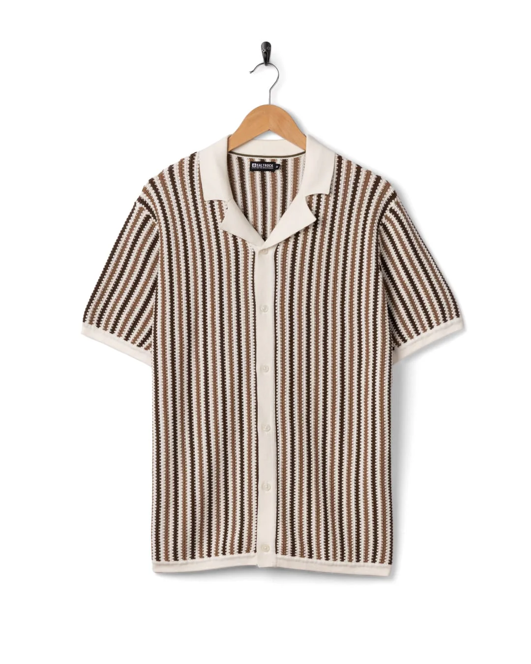Dylan Mens Short Sleeve Shirt in Cream - Image 7