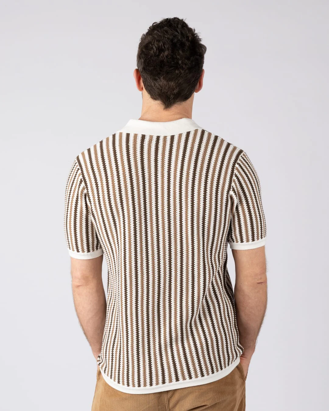 Dylan Mens Short Sleeve Shirt in Cream - Image 8