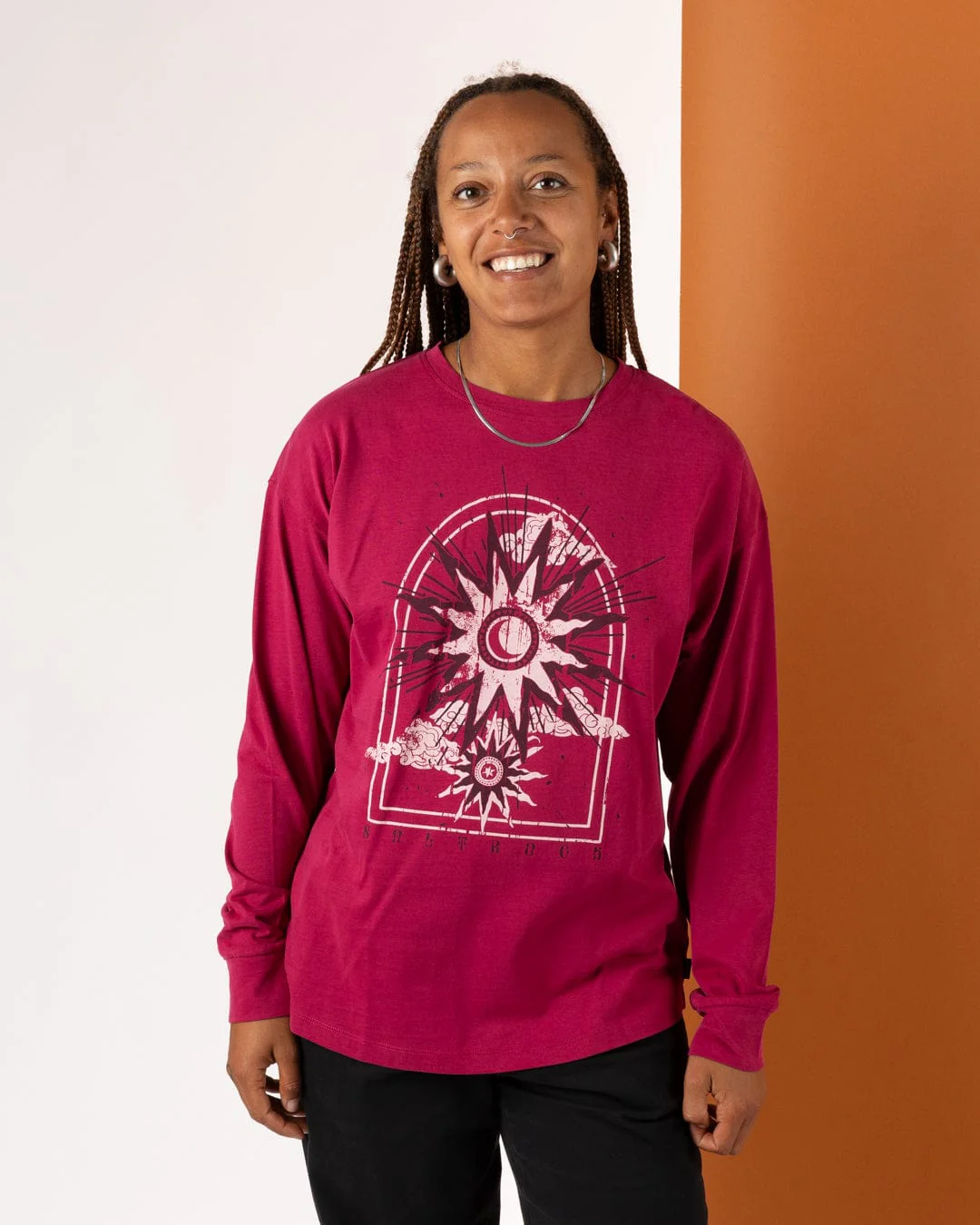 Eclipse Womens Long Sleeve T-Shirt in Dark Pink - Image 2