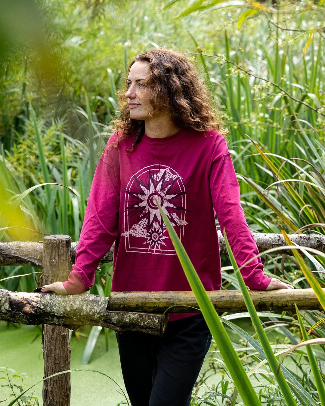 Eclipse Womens Long Sleeve T-Shirt in Dark Pink - Image 6