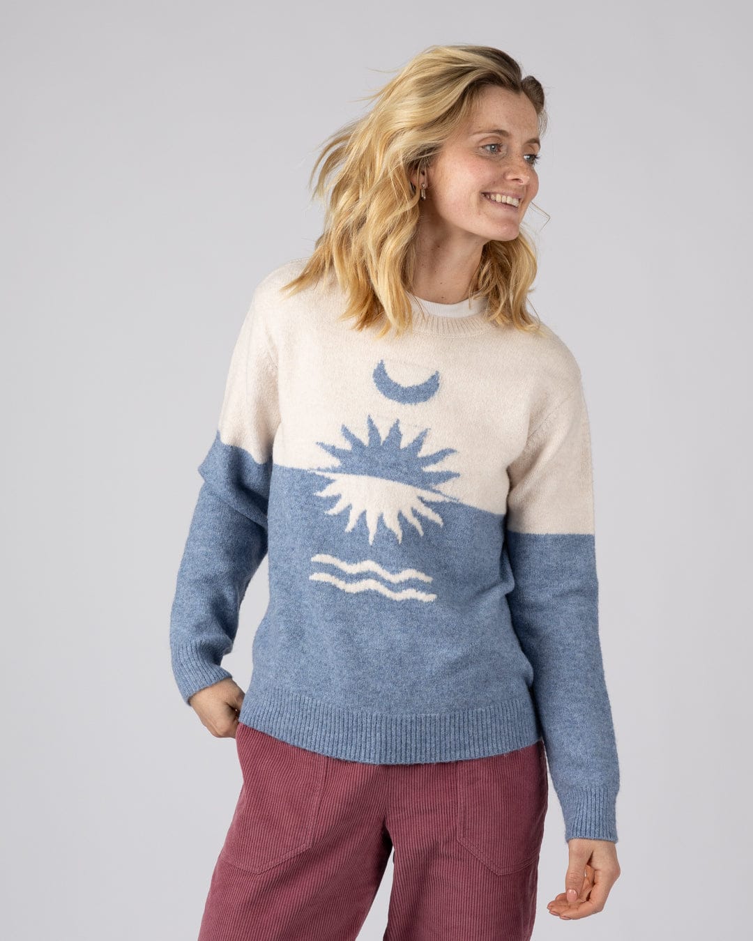 Equinox Womens Long Sleeve Crew Jumper in Blue - Image 2