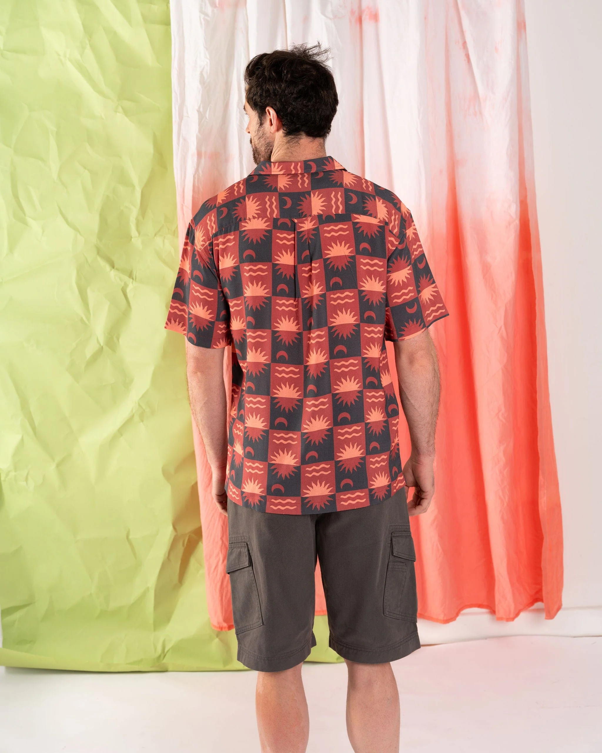 Equinox Mens Revere Shirt in Grey/Coral - Image 7