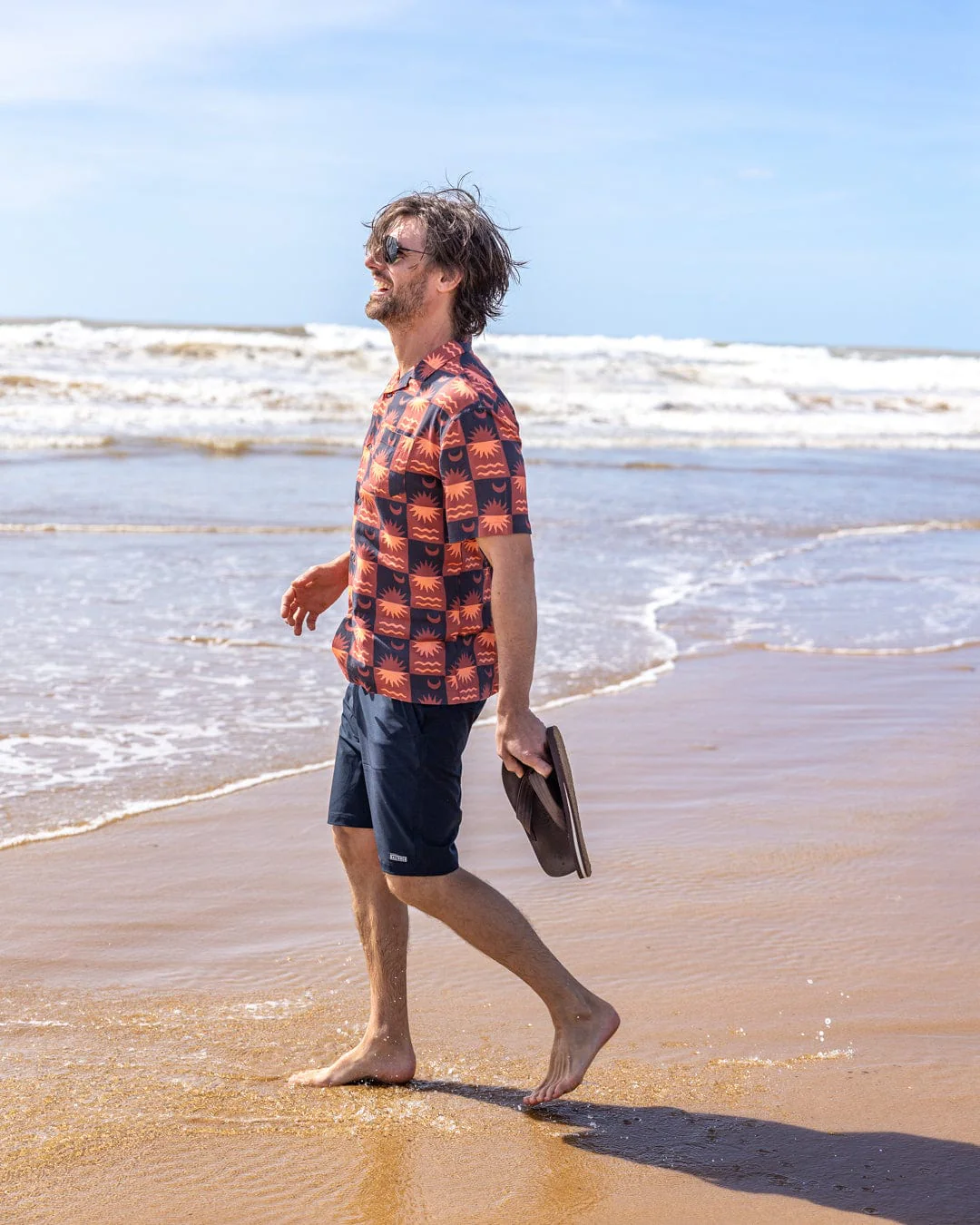 Equinox Mens Revere Shirt in Grey/Coral - Image 8
