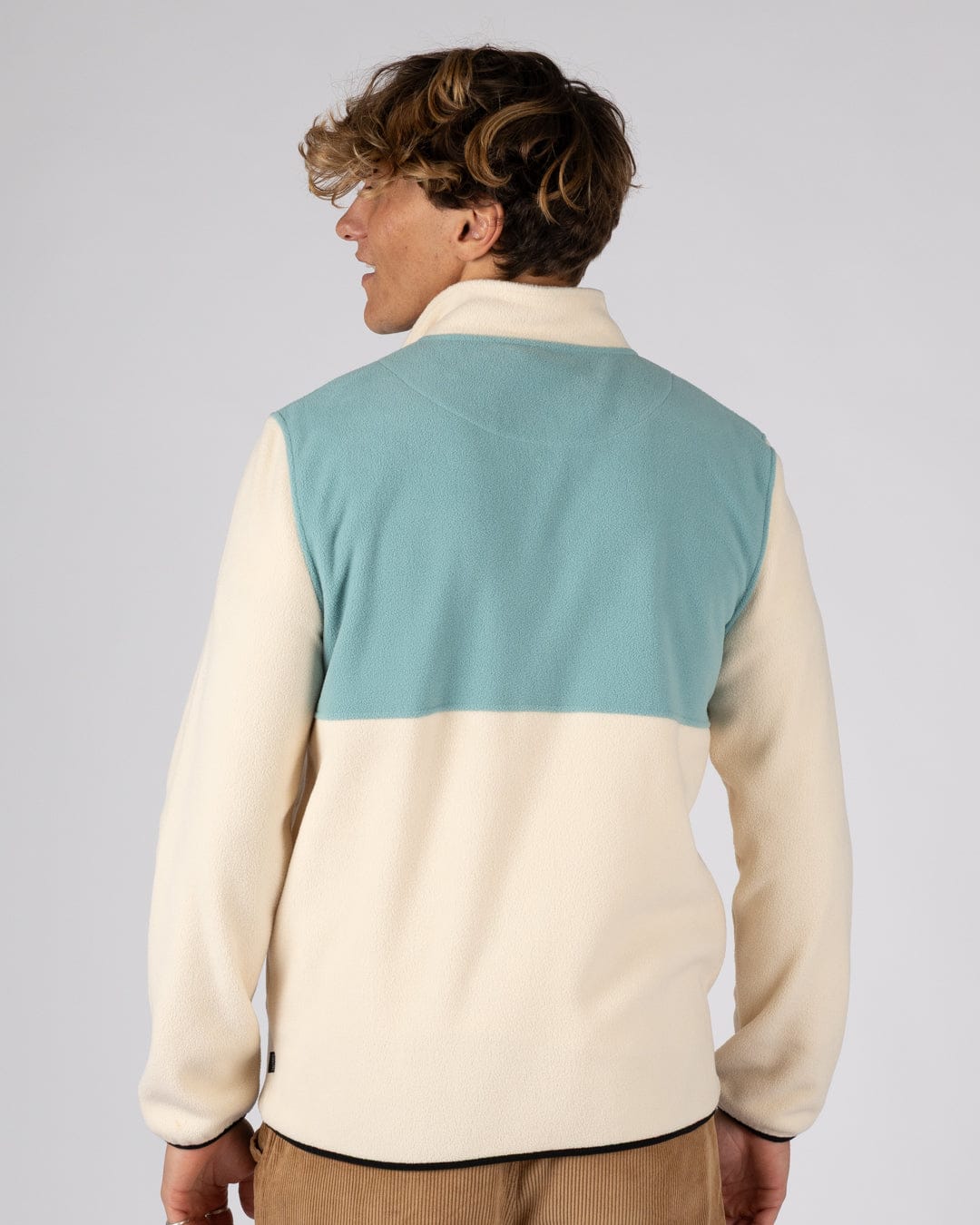 Faras Mens Zip Through Fleece in Cream - Image 3