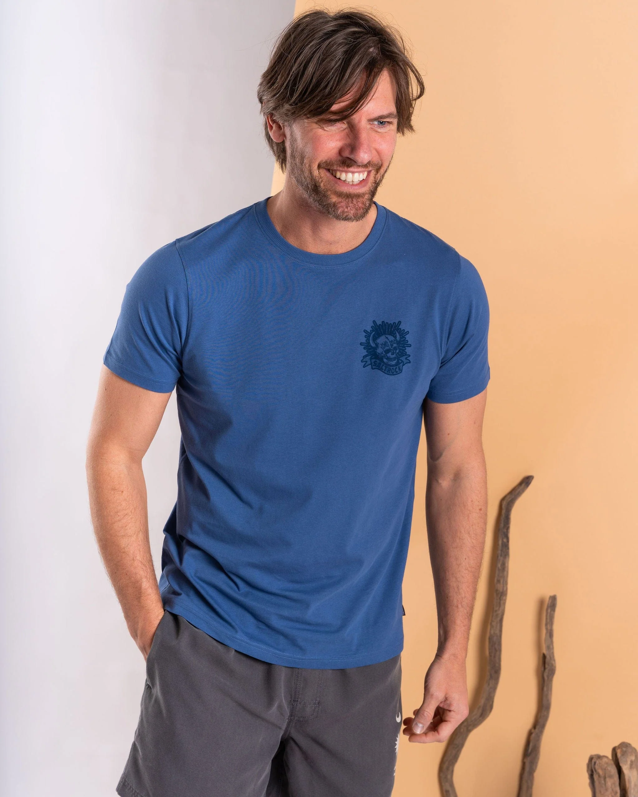 Fire Water Mens Short Sleeve T-Shirt in Blue - Image 6