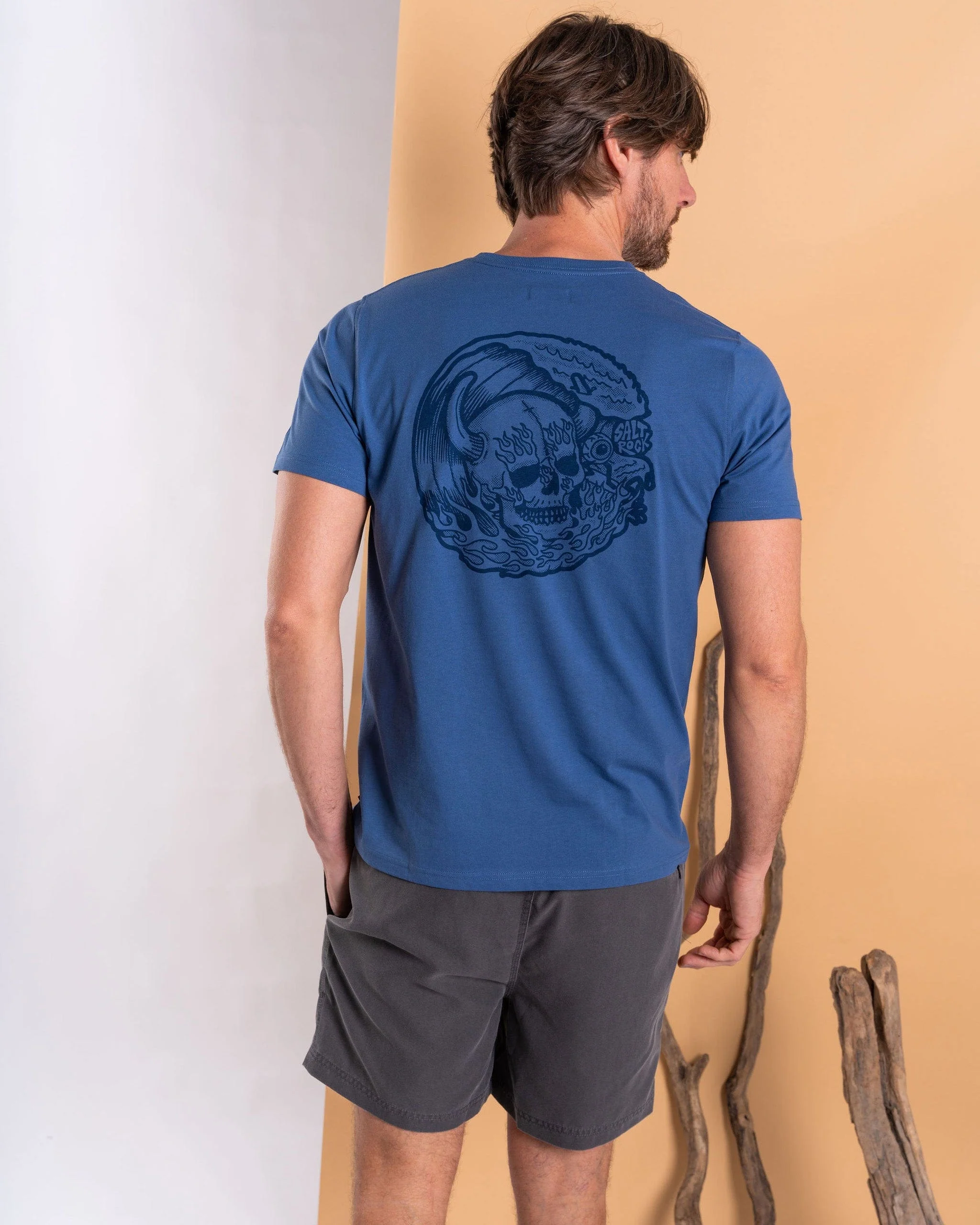 Fire Water Mens Short Sleeve T-Shirt in Blue - Image 8