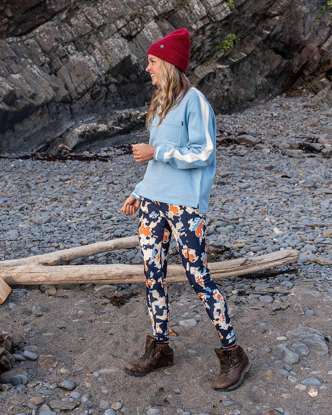 Folie Womens Leggings in Blue/Orange