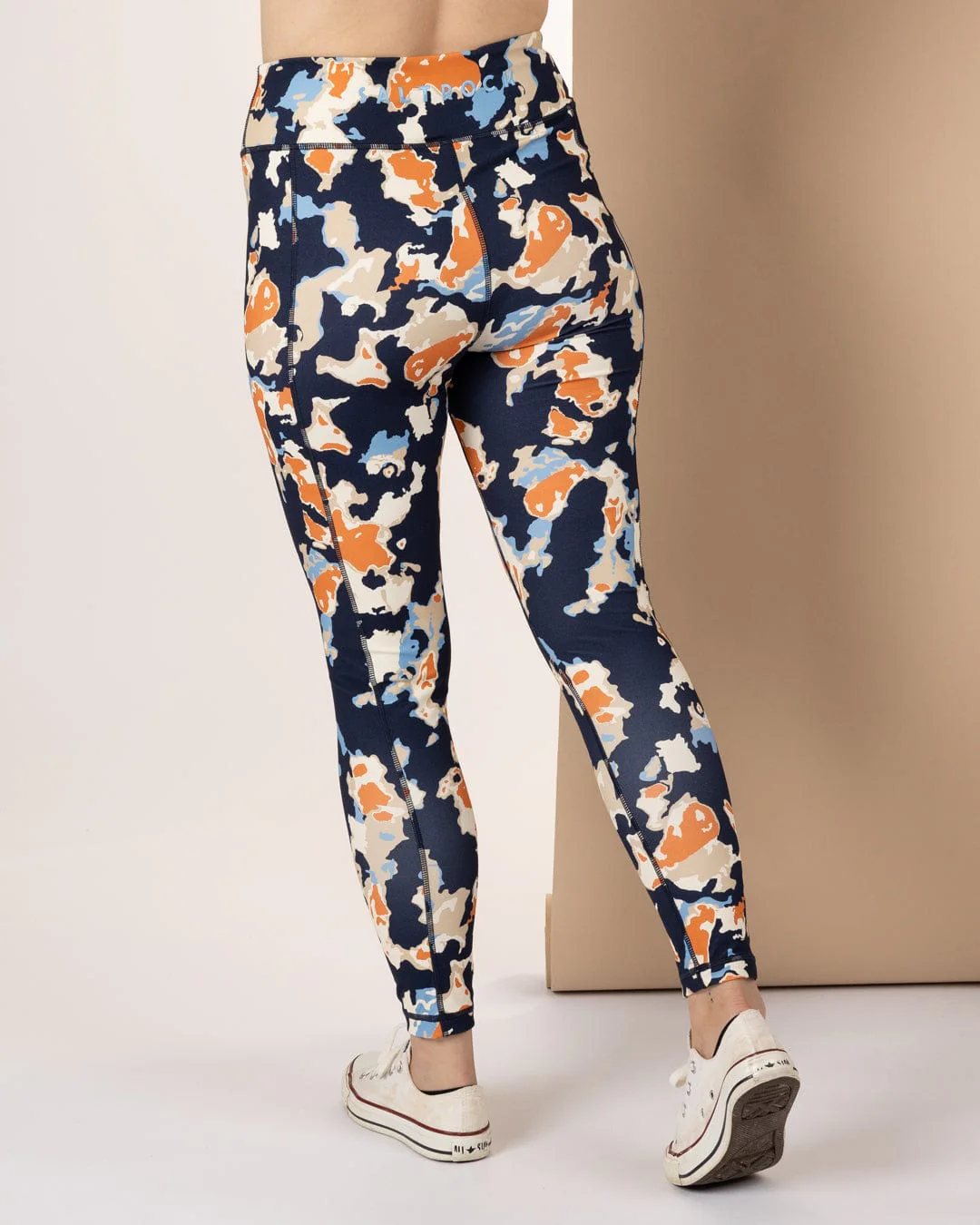 Folie Womens Leggings in Blue/Orange - Image 4