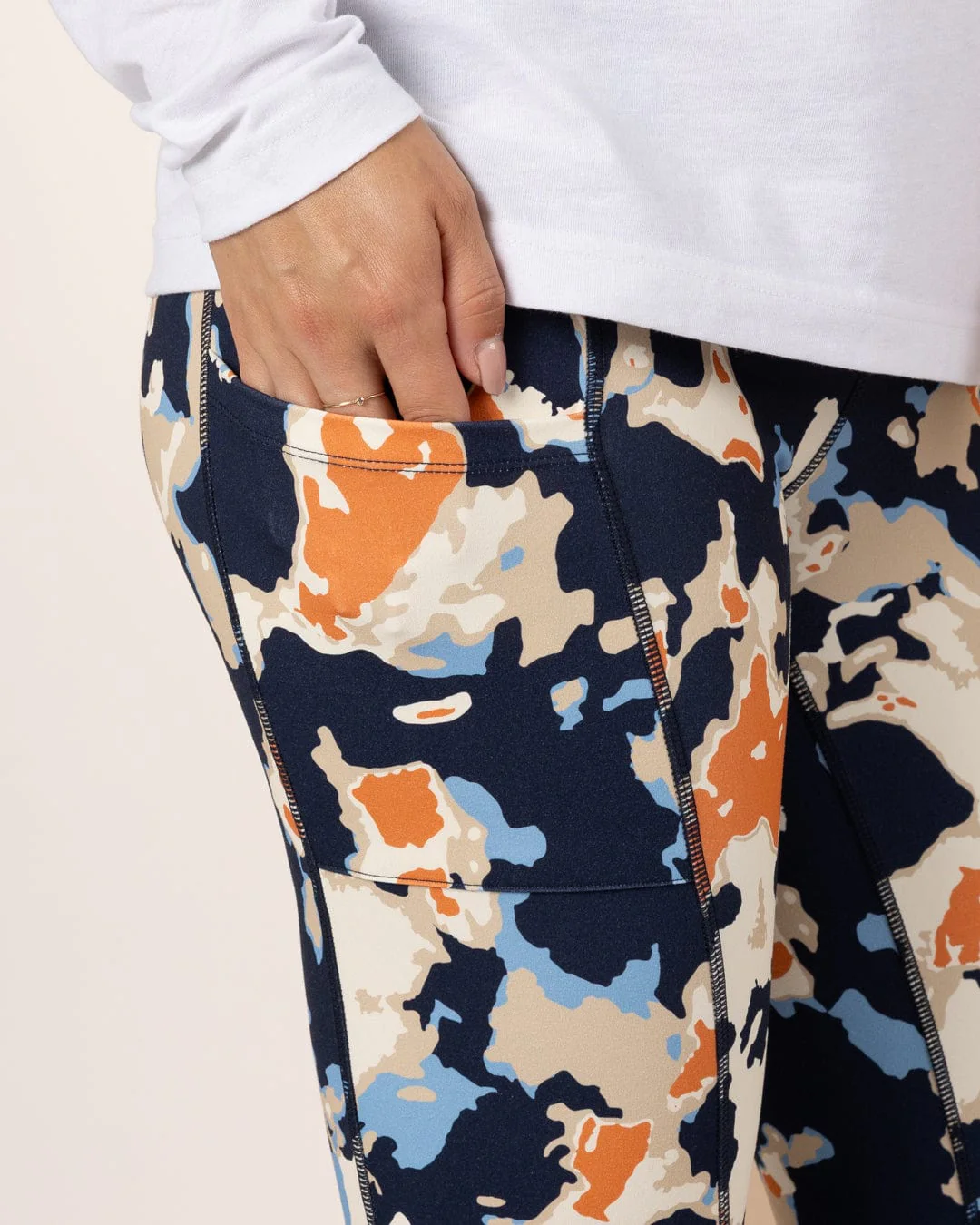 Folie Womens Leggings in Blue/Orange - Image 6