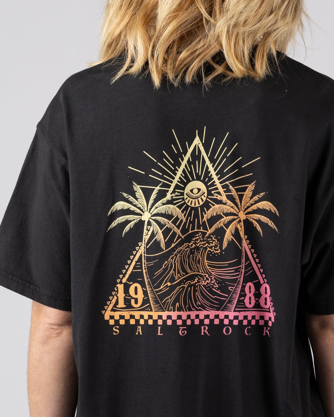 Free Wave Gradient Womens Oversized Short Sleeve T-Shirt in Black - Image 2