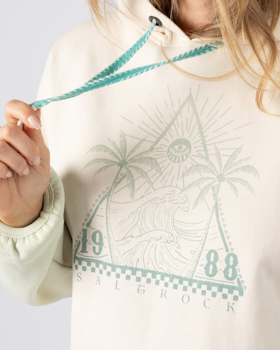 Free Wave  Womens Oversized Pop Hoodie in Cream - Image 3
