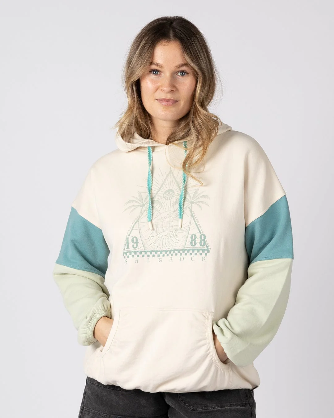 Free Wave  Womens Oversized Pop Hoodie in Cream - Image 4