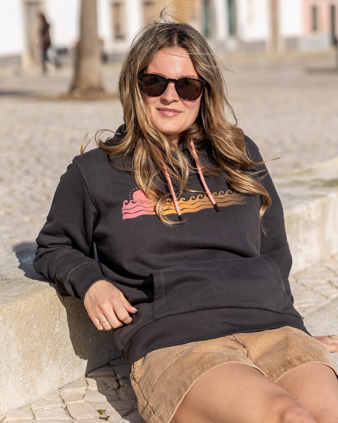 Golden Hour  Womens Pop Hoodie in Dark Grey