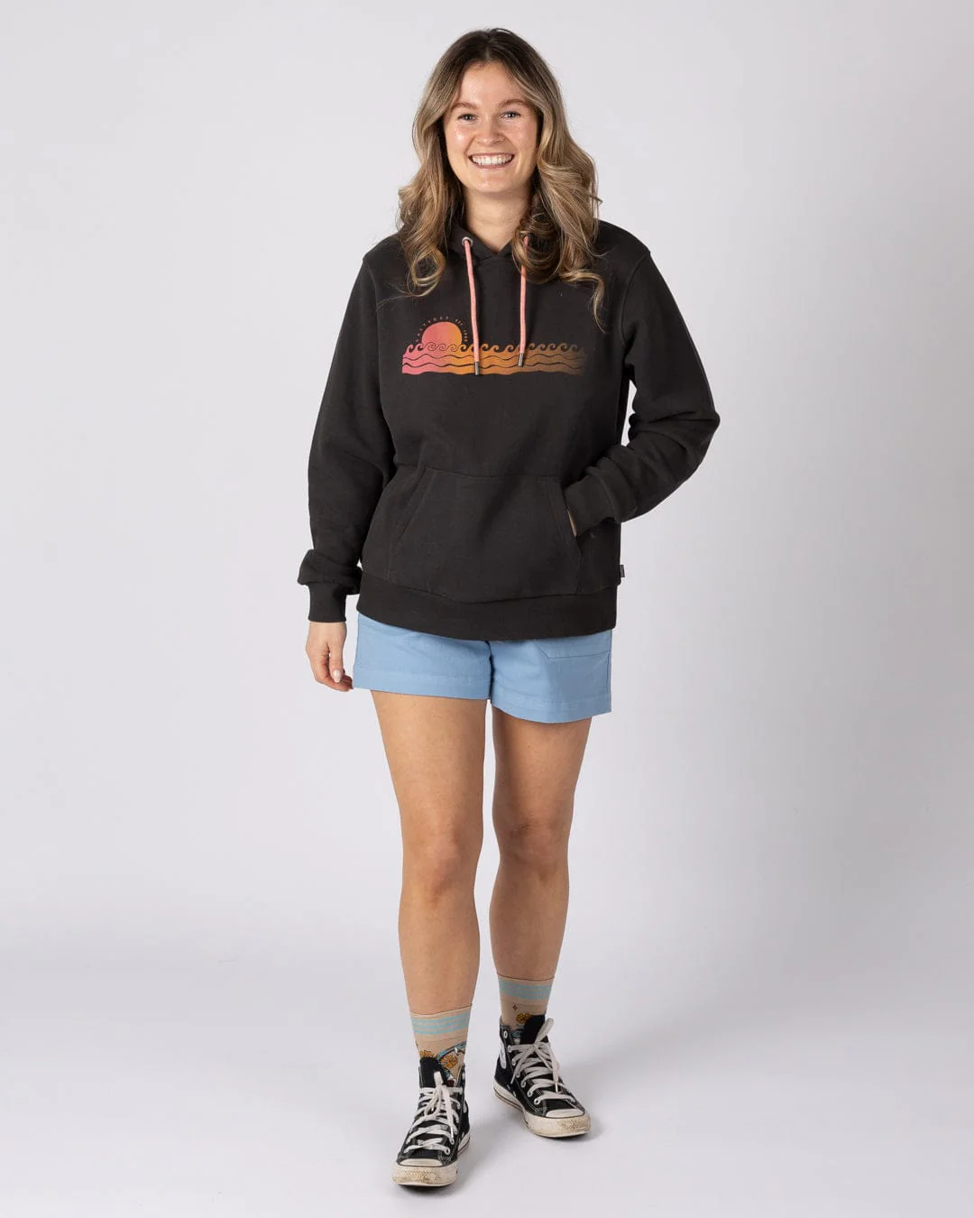 Golden Hour  Womens Pop Hoodie in Dark Grey - Image 3