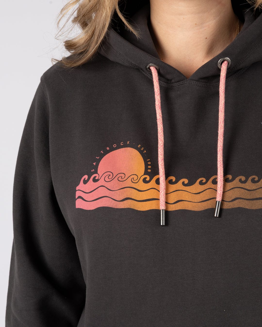 Golden Hour  Womens Pop Hoodie in Dark Grey - Image 4
