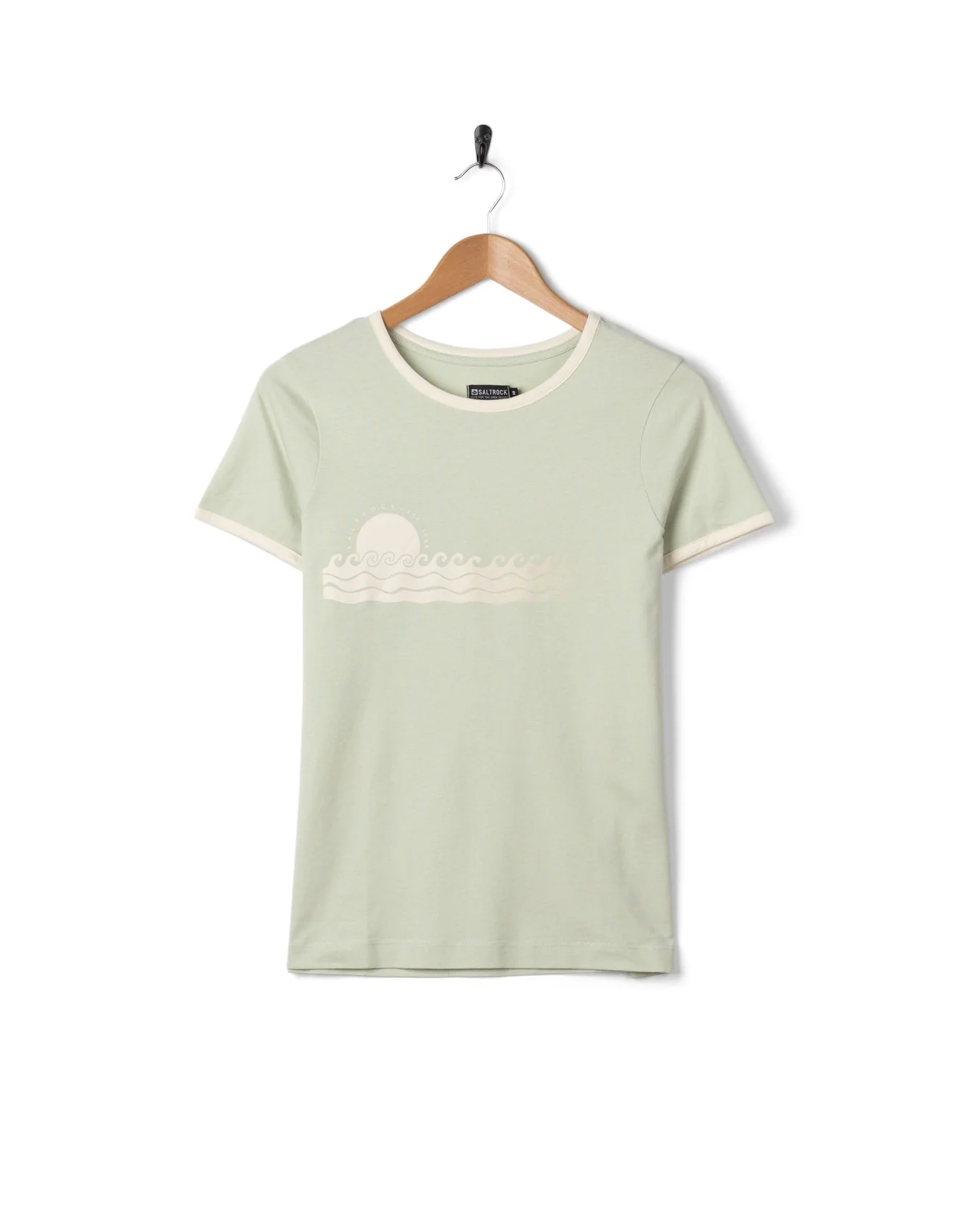 Golden Hour Womens Short Sleeve Ringer T-Shirt in Light Green - Image 5