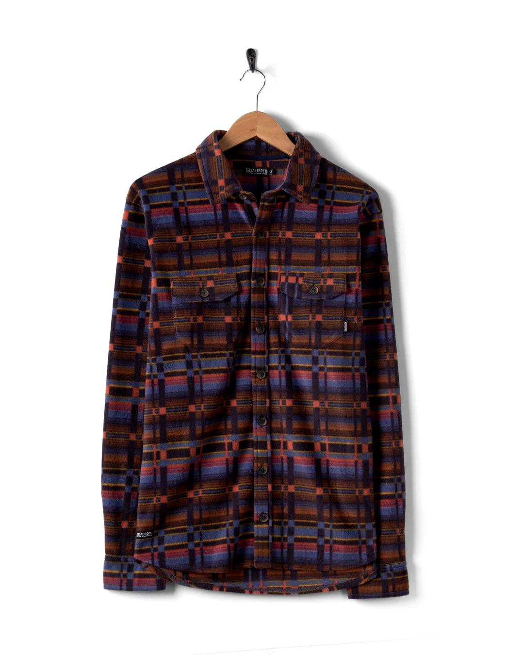 Grid Mens Recycled Fleece Shirt in Purple - Image 2