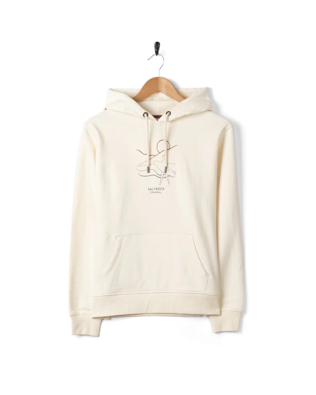 Happy Place Cornwall Womens Pop Hoodie in Cream - Image 9