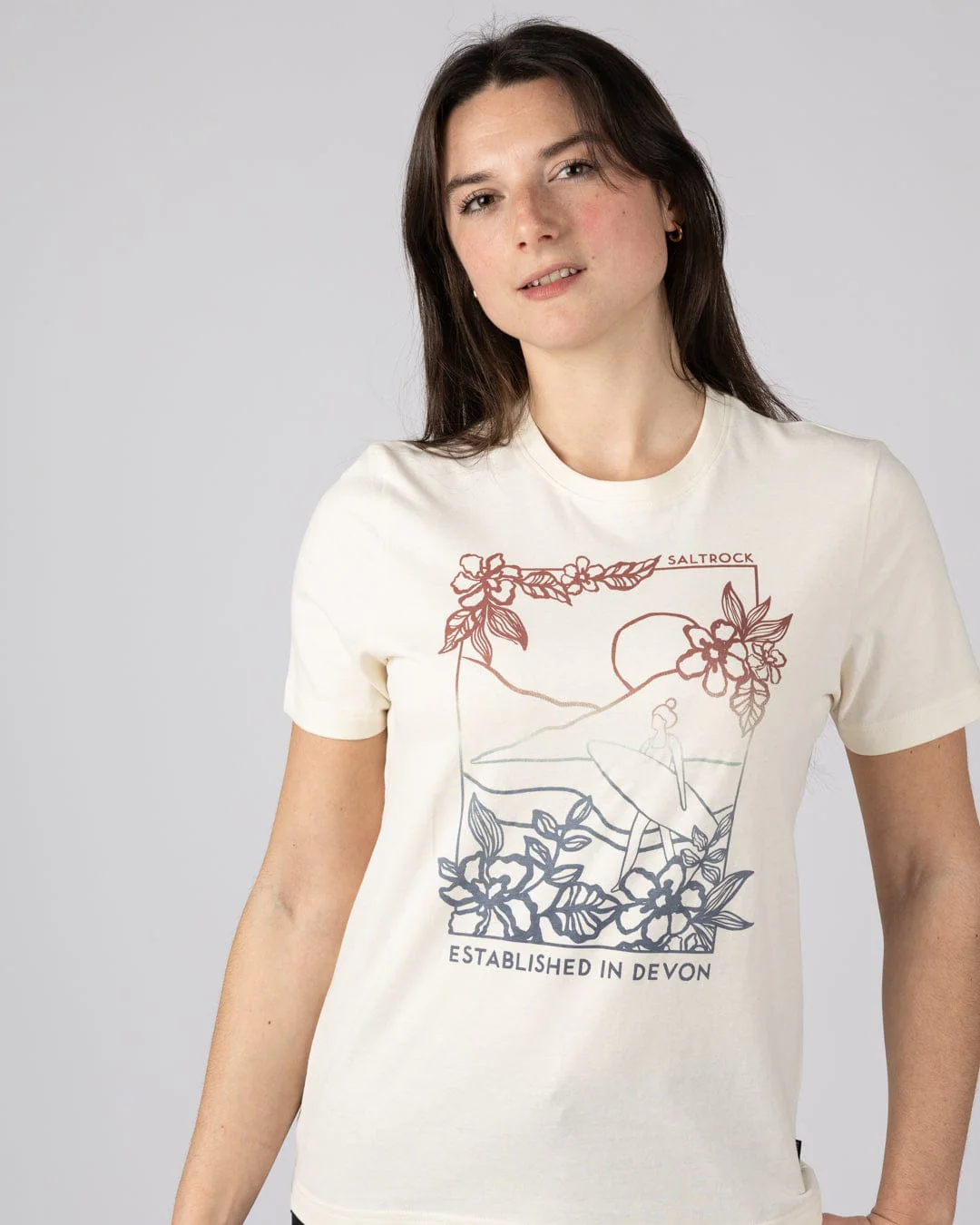Happy Place Devon Womens Short Sleeve T-Shirt in Cream