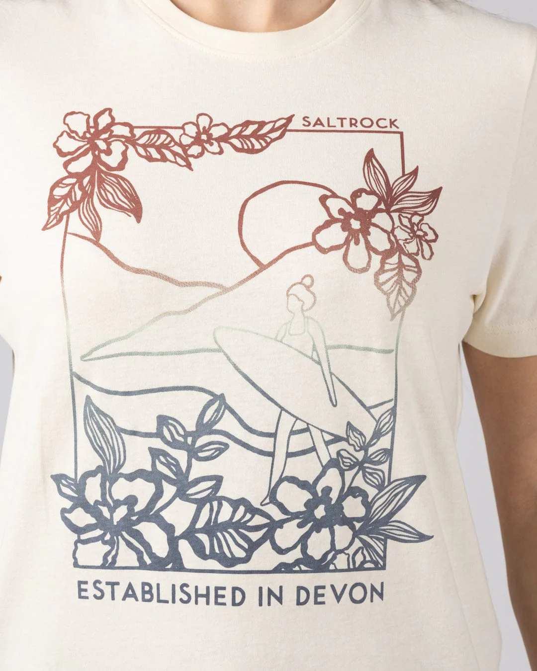 Happy Place Devon Womens Short Sleeve T-Shirt in Cream - Image 2