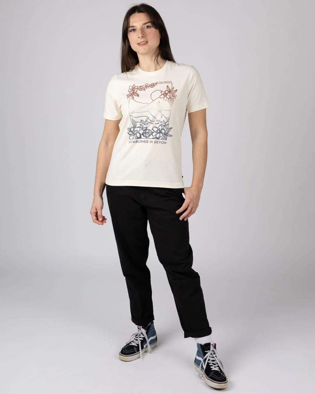 Happy Place Devon Womens Short Sleeve T-Shirt in Cream - Image 4