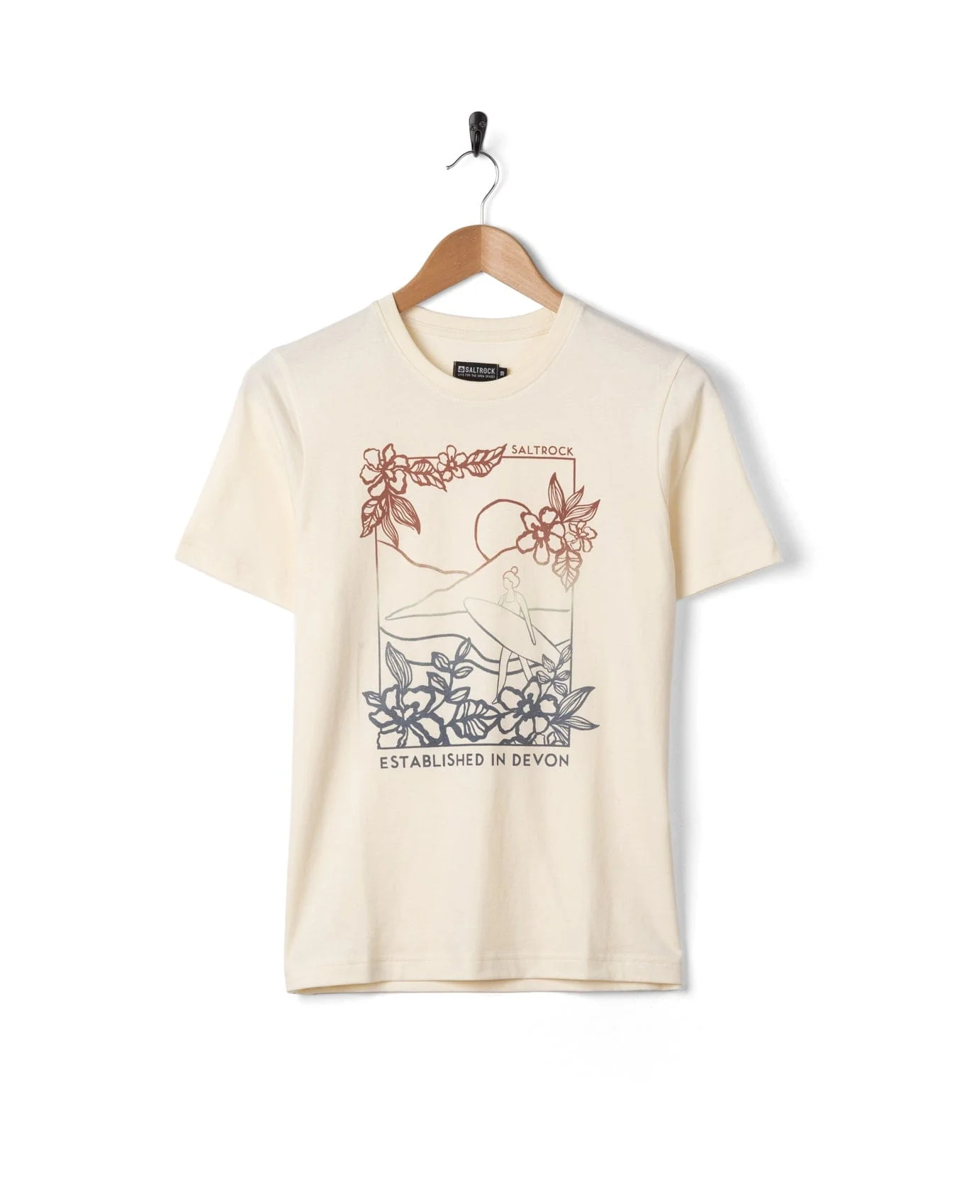 Happy Place Devon Womens Short Sleeve T-Shirt in Cream - Image 6
