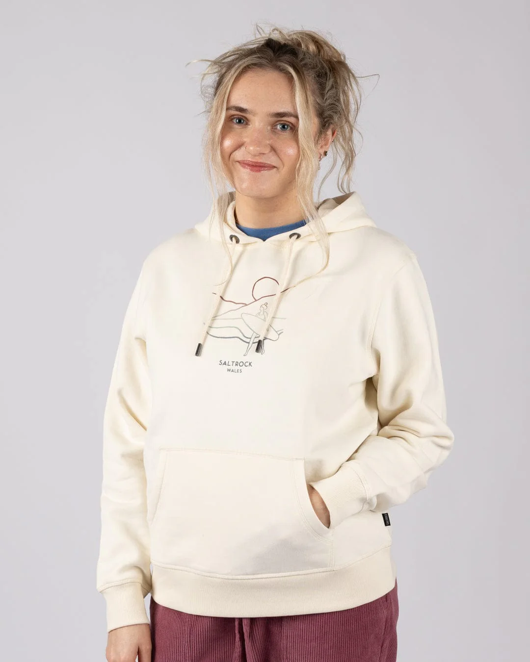 Happy Place Wales Womens Pop Hoodie in Cream - Image 2
