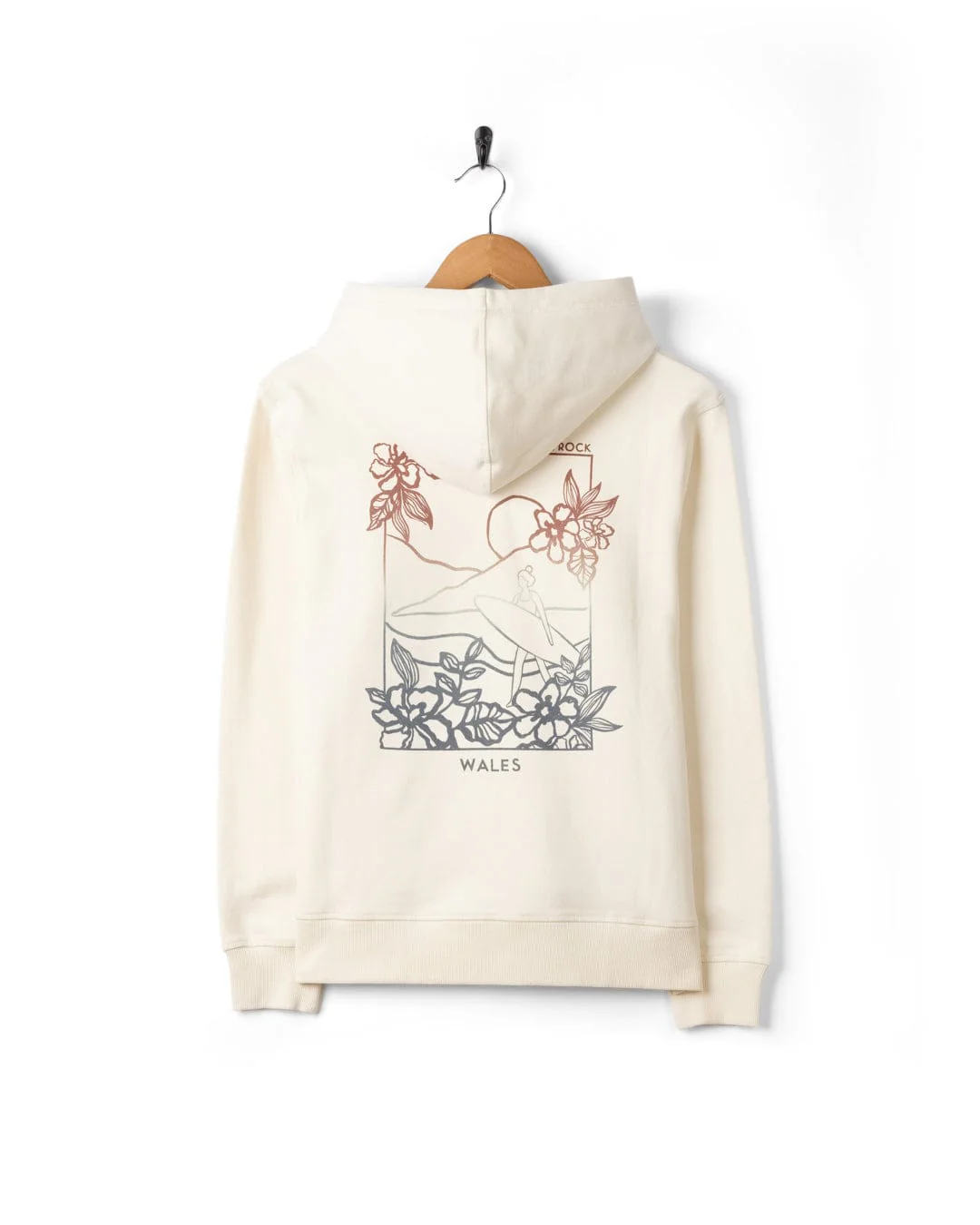 Happy Place Wales Womens Pop Hoodie in Cream - Image 4