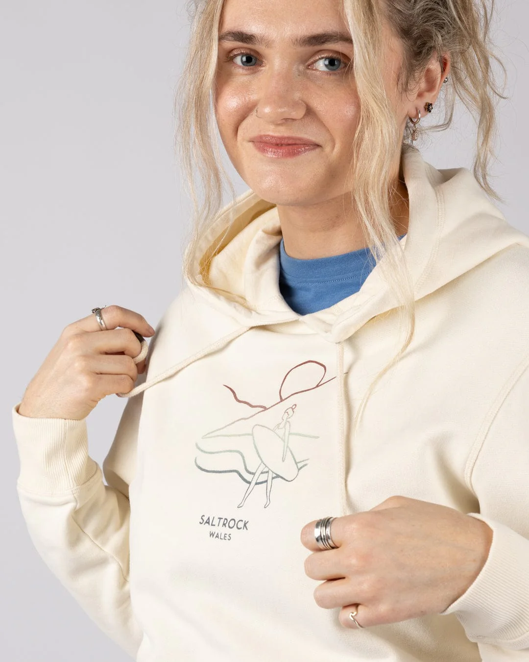 Happy Place Wales Womens Pop Hoodie in Cream - Image 5