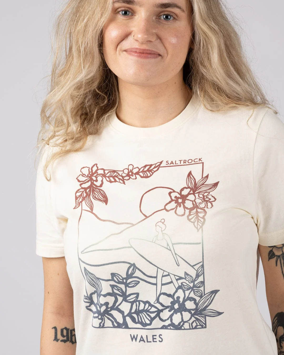 Happy Place Wales Womens Short Sleeve T-Shirt in Cream - Image 2