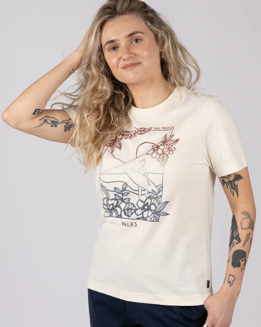 Happy Place Wales Womens Short Sleeve T-Shirt in Cream - Image 4