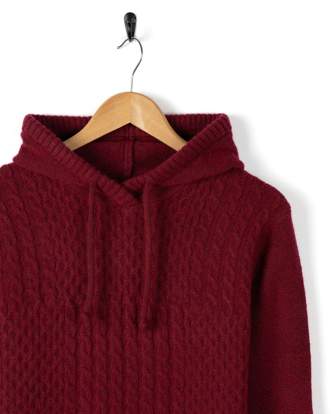 Hele Bay Womens Hooded Jumper in Dark Pink - Image 4