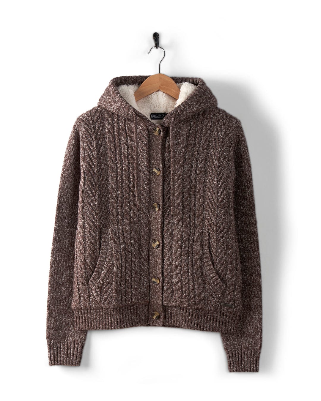 Helen Womens Knitted Cardigan in Brown - Image 3