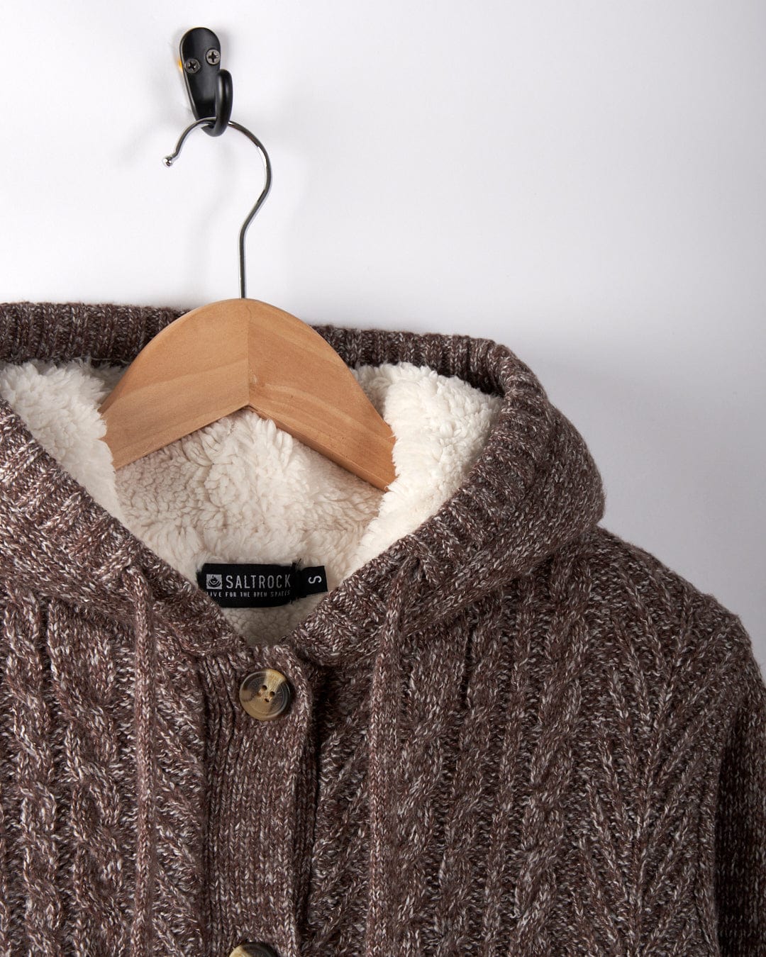 Helen Womens Knitted Cardigan in Brown - Image 7